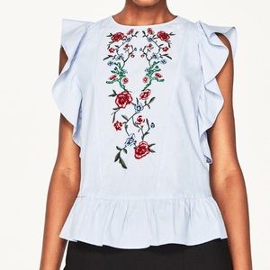 Chambray embroidered top